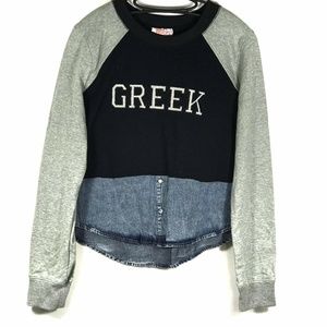 Moon Sweatshirt Mixed Media Greek Graphic Denim